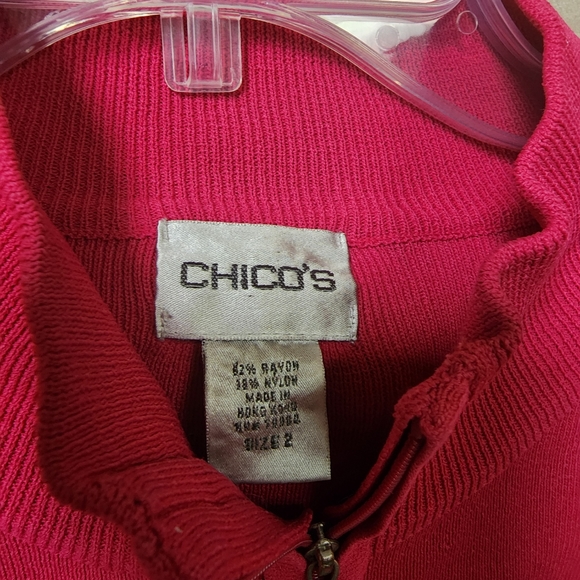 Chico's Long Sleeves Full Front Zip Deep Pint Sweater Size 2 (12 Medium) - Picture 7 of 7